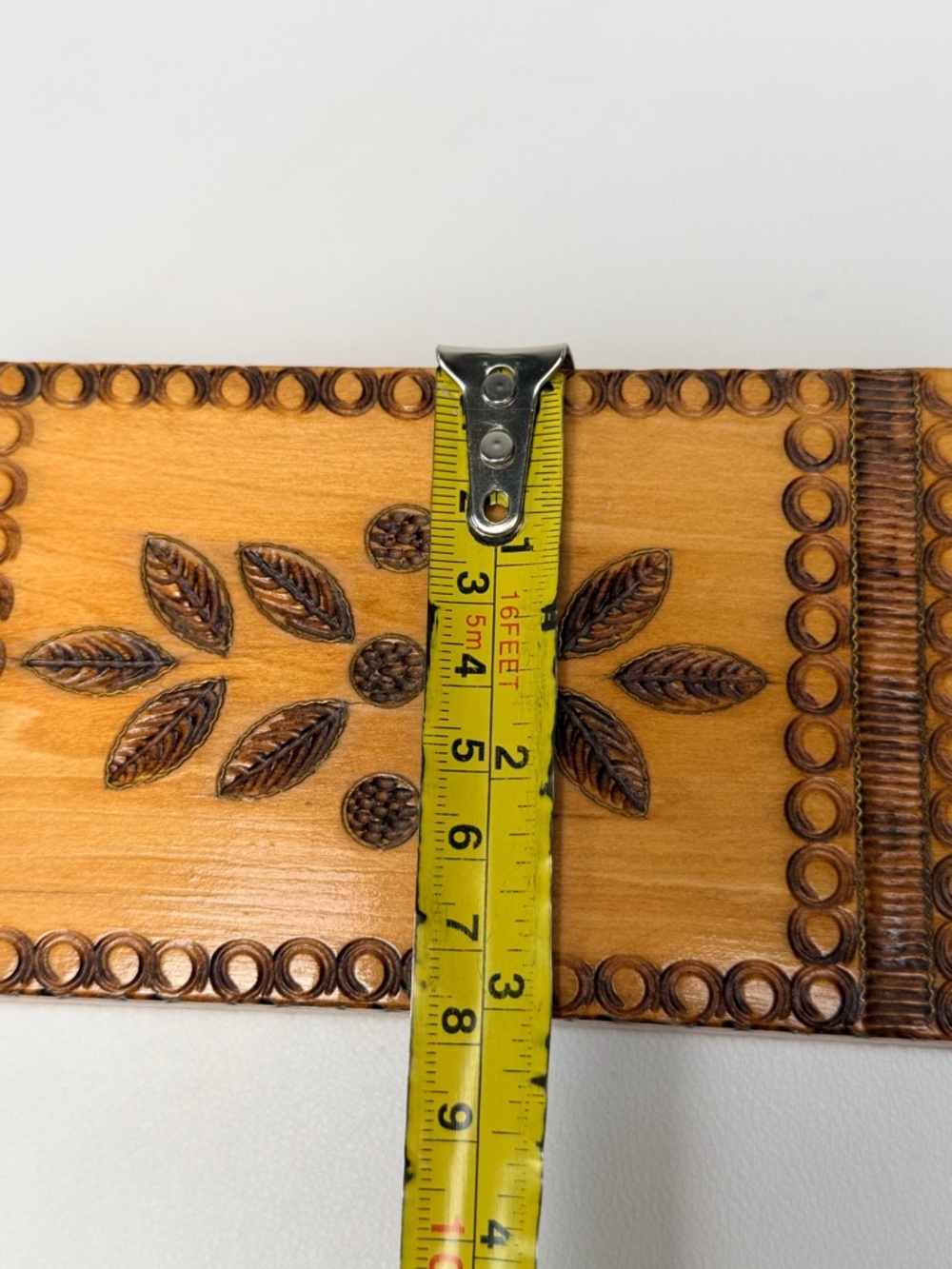 Vintage Hand Carved Wooden Trinket Jewelry Box Engraved Made in Poland - Picture 7 of 8